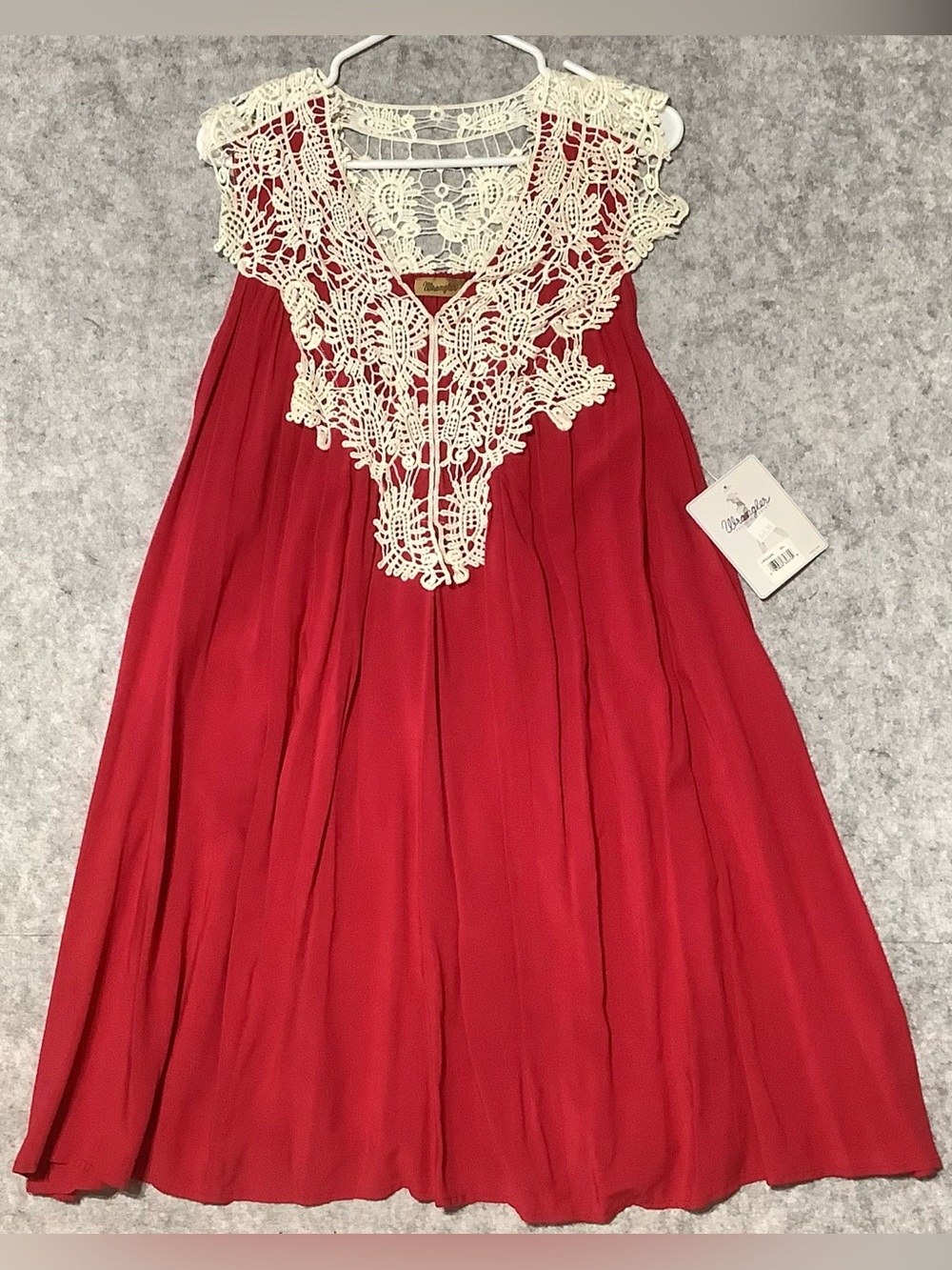 Wrangler Red Crochet-Trim Dress